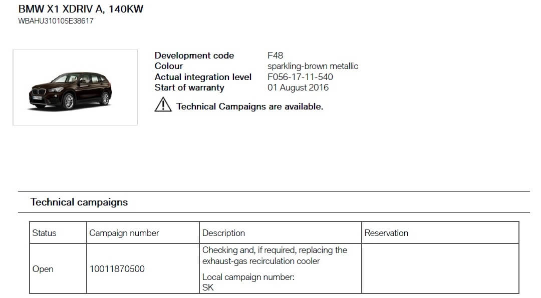 BMW X1 recall